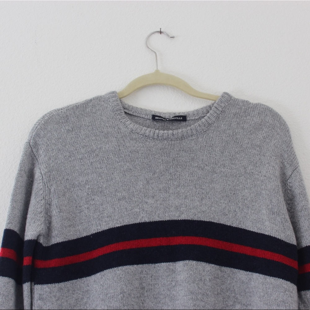 ☆ Brandy Melville Grey Red Striped Sweater ☆
